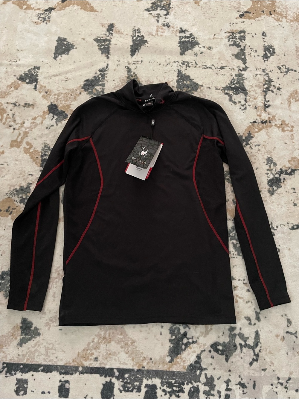 Spyder Men’s Black Rash Guard with Red Stitching